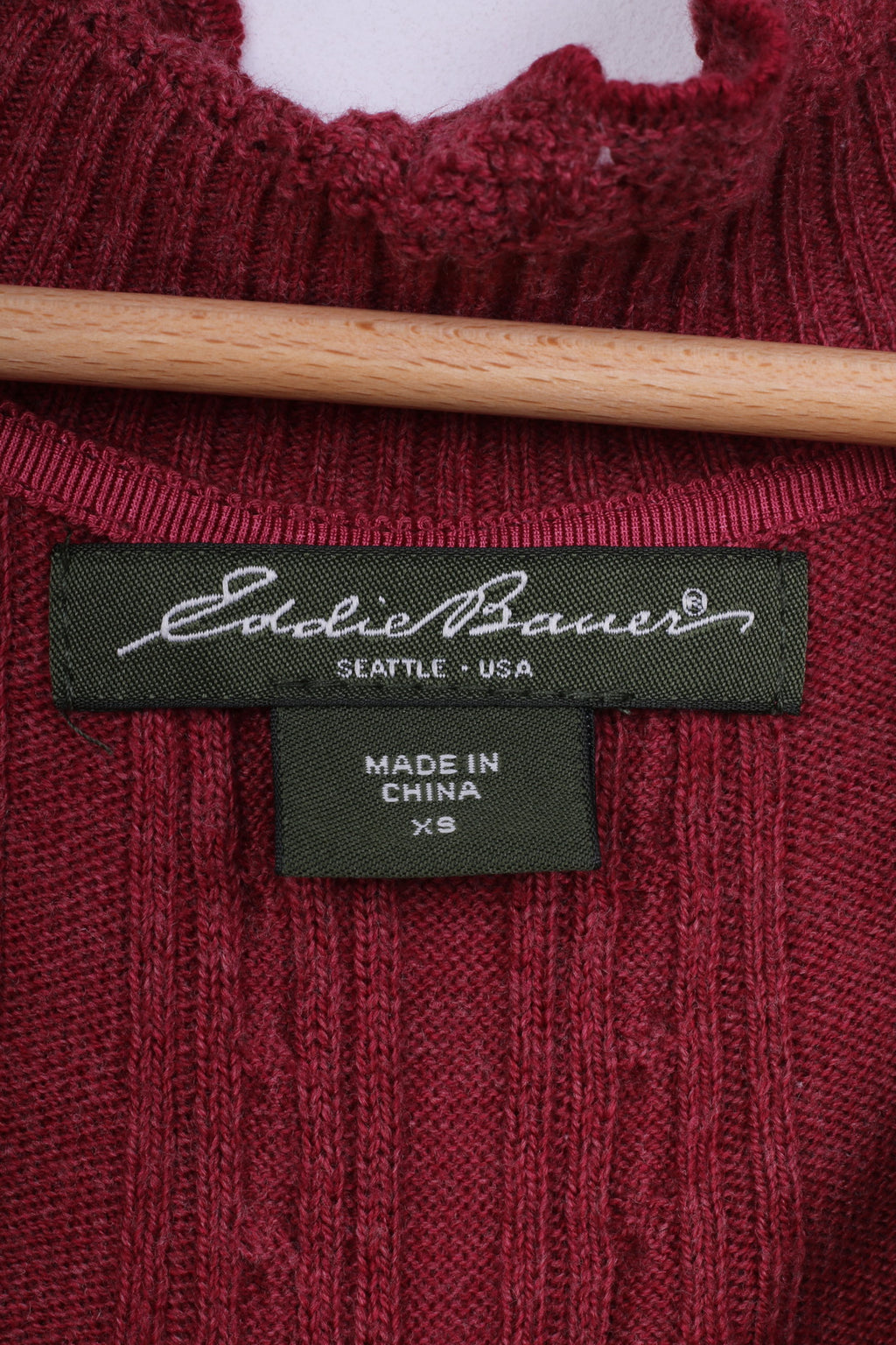 Eddie Bauer Womens XS Jumper V Neck Sweater Maroon Cotton Nylon Knit