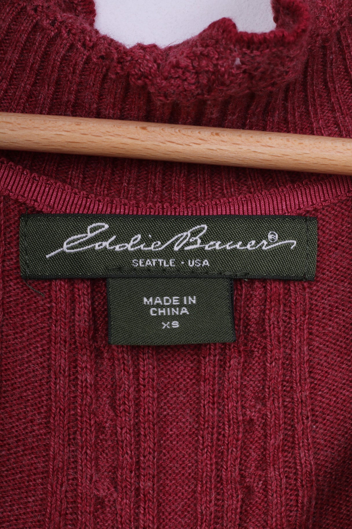 Eddie Bauer Pull XS à col en V pour femme Marron Coton Nylon Tricot 