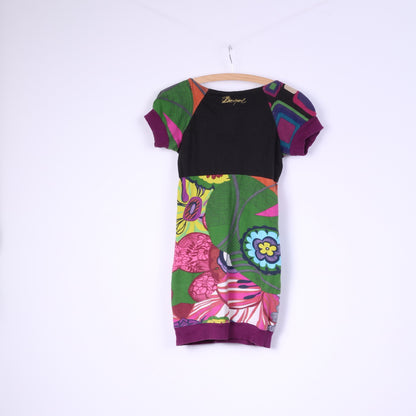 Desigual Womens S Mini Dress Tunic Multi Color Floral Print Cotton Pockets