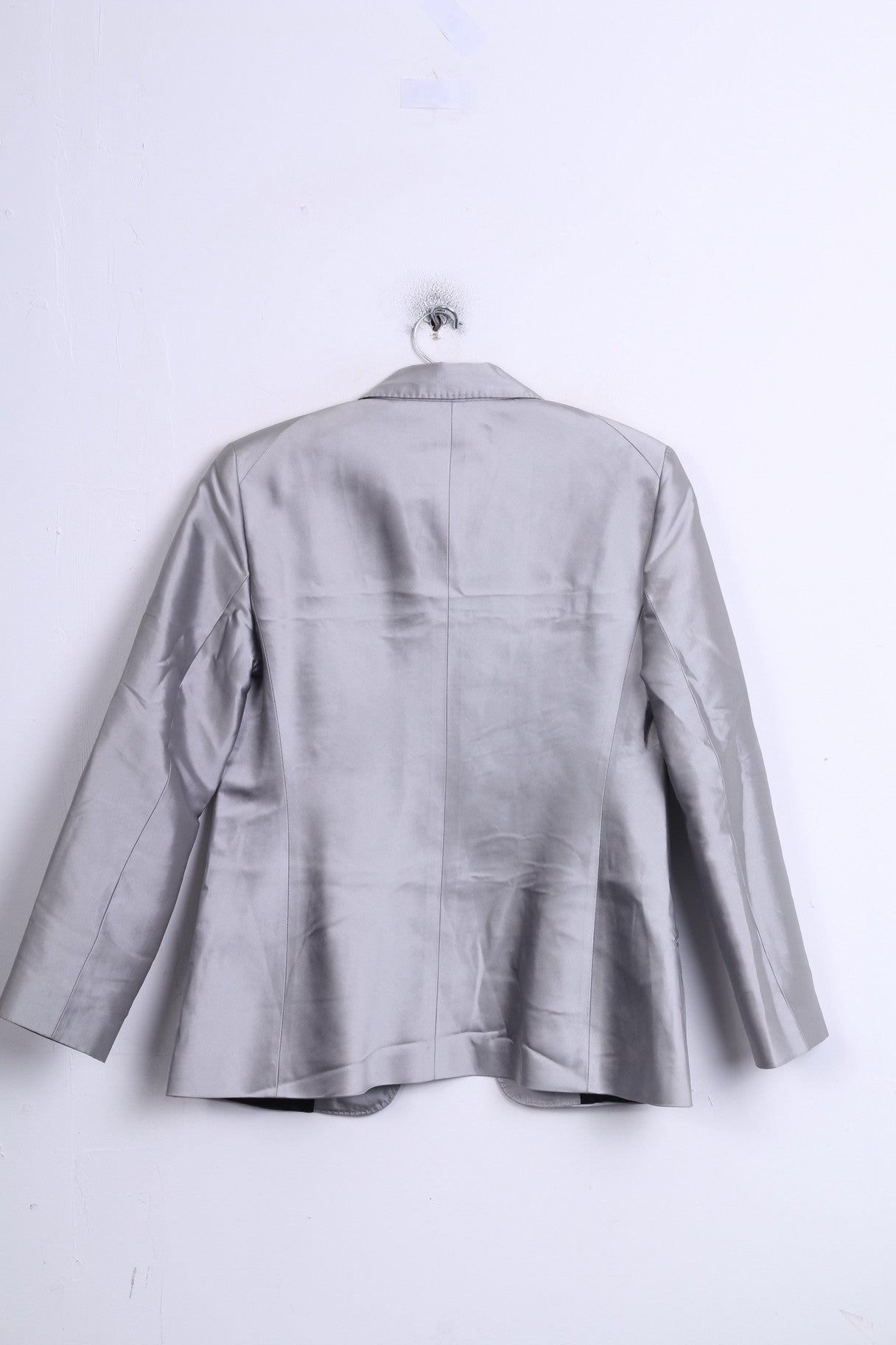 Strenesse GABRIELE STREHLE Giacca da donna 14 XL Blazer monopetto in seta argento