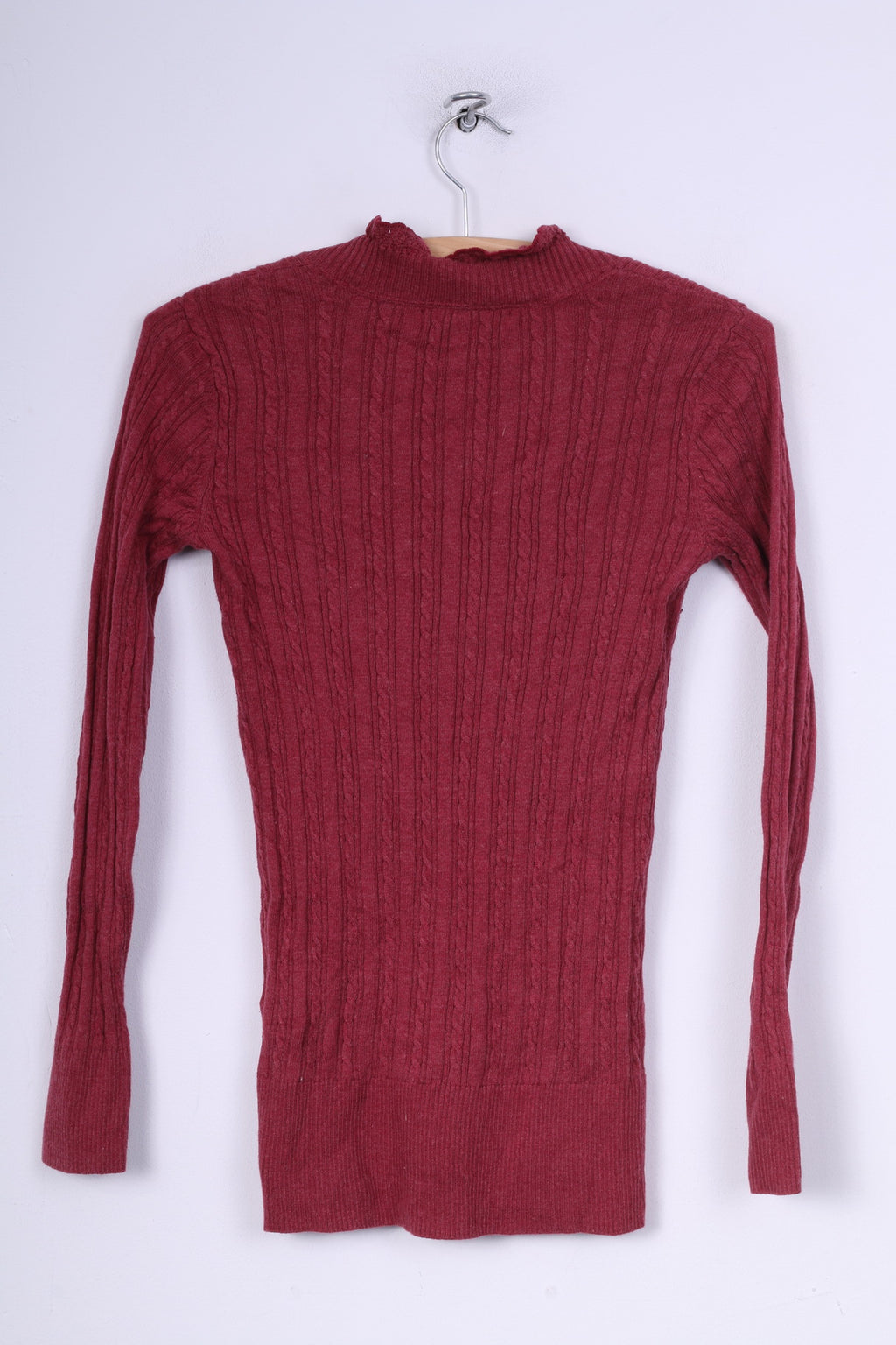 Eddie Bauer Womens XS Jumper V Neck Sweater Maroon Cotton Nylon Knit