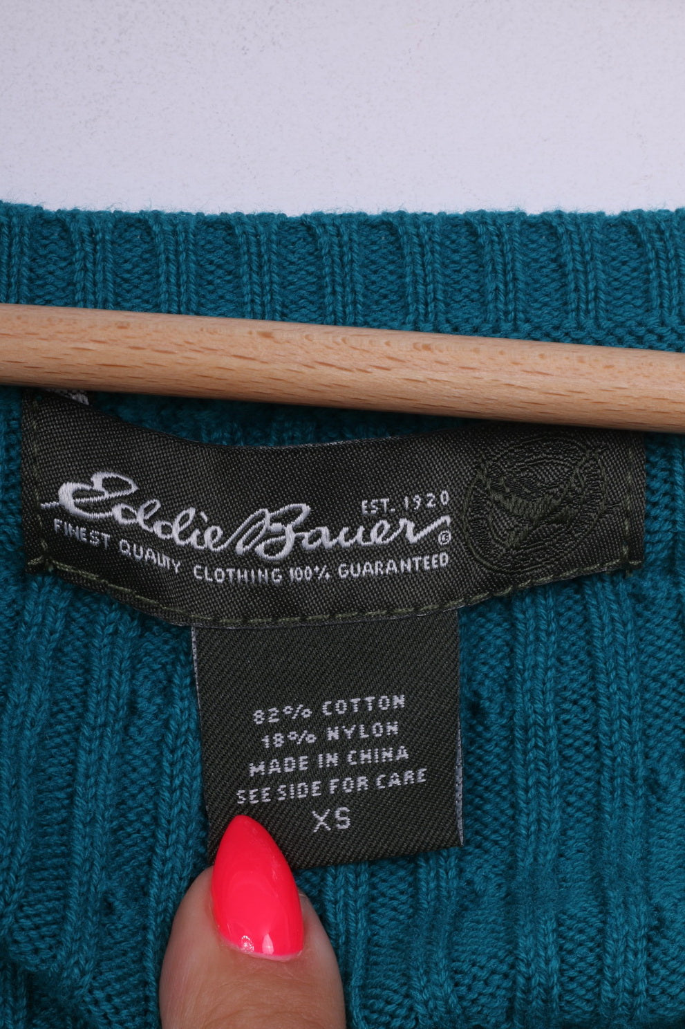 Eddie Bauer Pull XS à col rond pour femme Turquoise à manches courtes en coton et nylon tricoté 