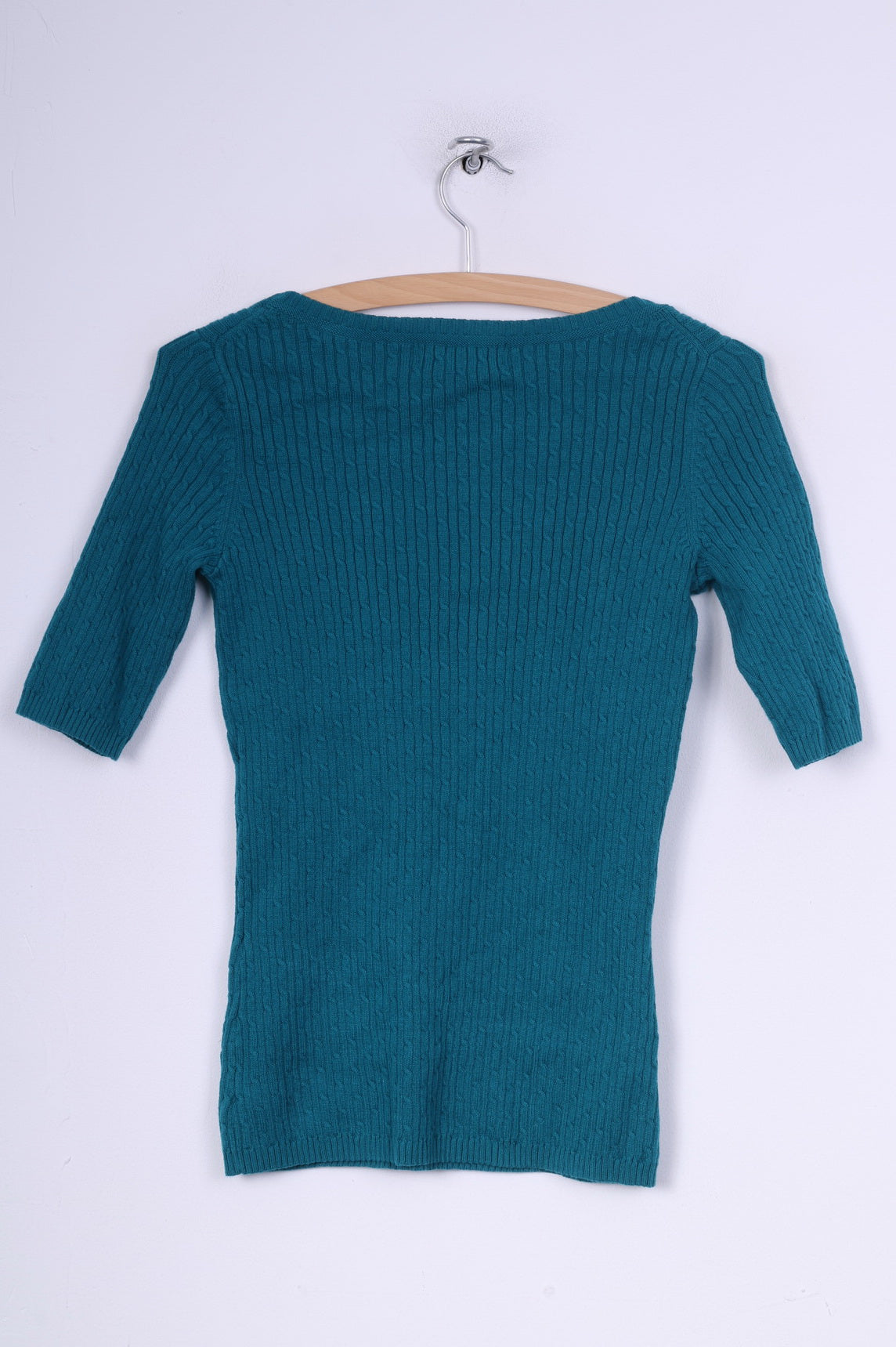 Eddie Bauer Pull XS à col rond pour femme Turquoise à manches courtes en coton et nylon tricoté 