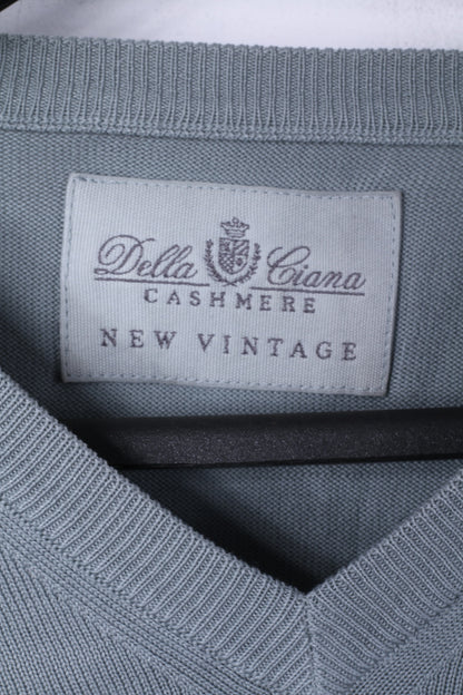 Della Ciana New Vintage Men 56 XL Jumper Grey Cotton Made in Italy Sweater