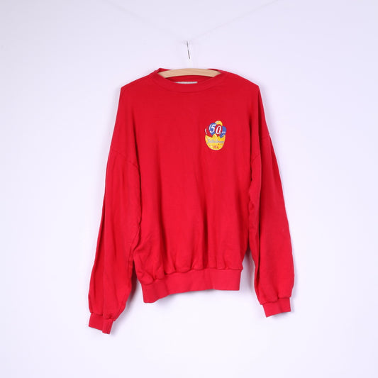 Stedman Mens XL Swetashirt Red Cotton Jumper Vintage 50ars Jubileum ICA