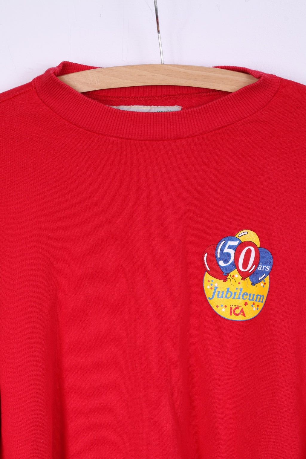 Stedman Mens XL Swetashirt Red Cotton Jumper Vintage 50ars Jubileum ICA