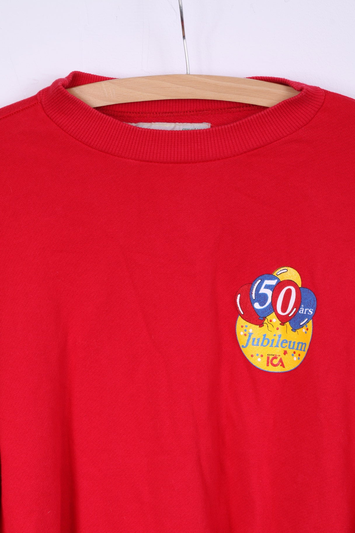 Stedman Mens XL Swetashirt Red Cotton Jumper Vintage 50ars Jubileum ICA