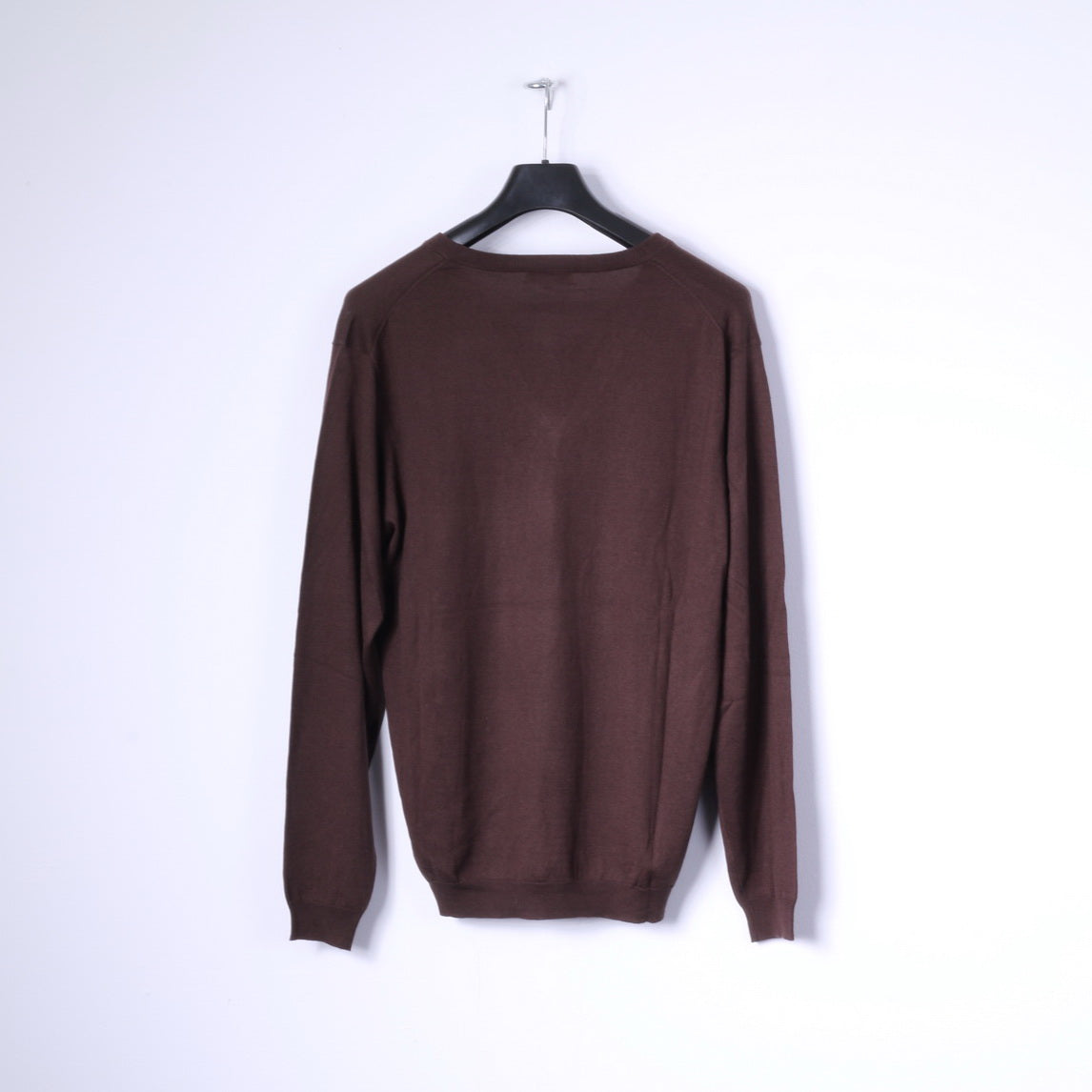 Duca Di Valtorta Men XXL Jumper Brown Silk Cashmere Blend V Neck Classic Sweater