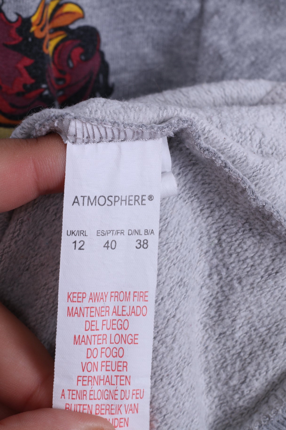 Atmosphere Harry Potter Womens 12 L Sweatshirt Grey Hood Jumper Cotton