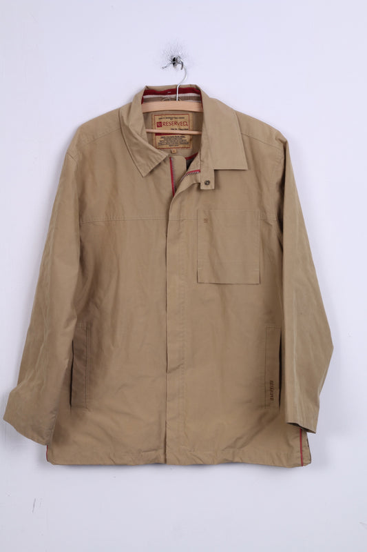 Reserved Mens XL Jacket Taupe Nylon Zip Up Waterproof Tourist Sportswear
