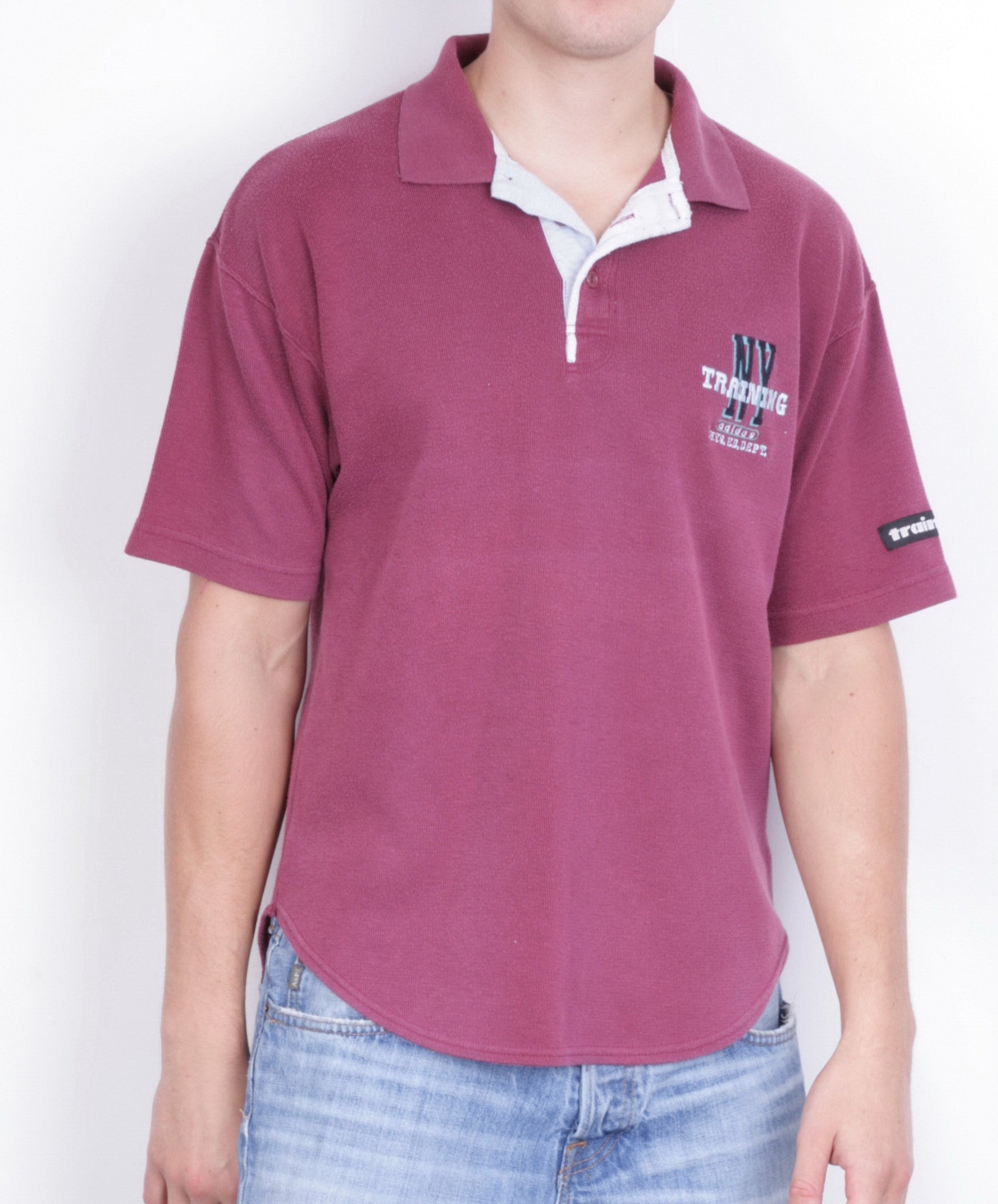 Adidas Mens M Polo Shirt Short Sleeve Maroon Cotton Sport Traning - RetrospectClothes