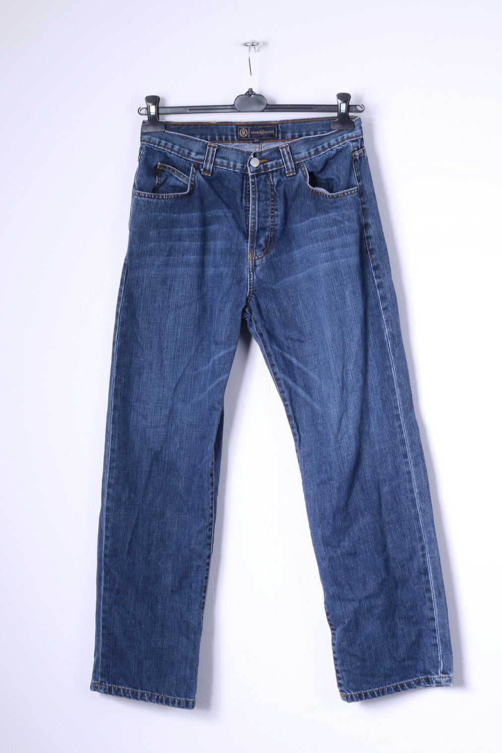 Henri Lloyd Pantaloni da uomo anni '30 Jeans blu Pantaloni a gamba dritta in denim di cotone