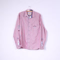 Van Santen & Van Santen Men L Casual Shirt Red Striped Custom Fit Cotton Top