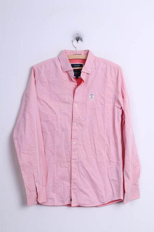 Stangata via Domenico Millelire Mens Casual Shirt S Long Sleeve Pink Cotton Italia