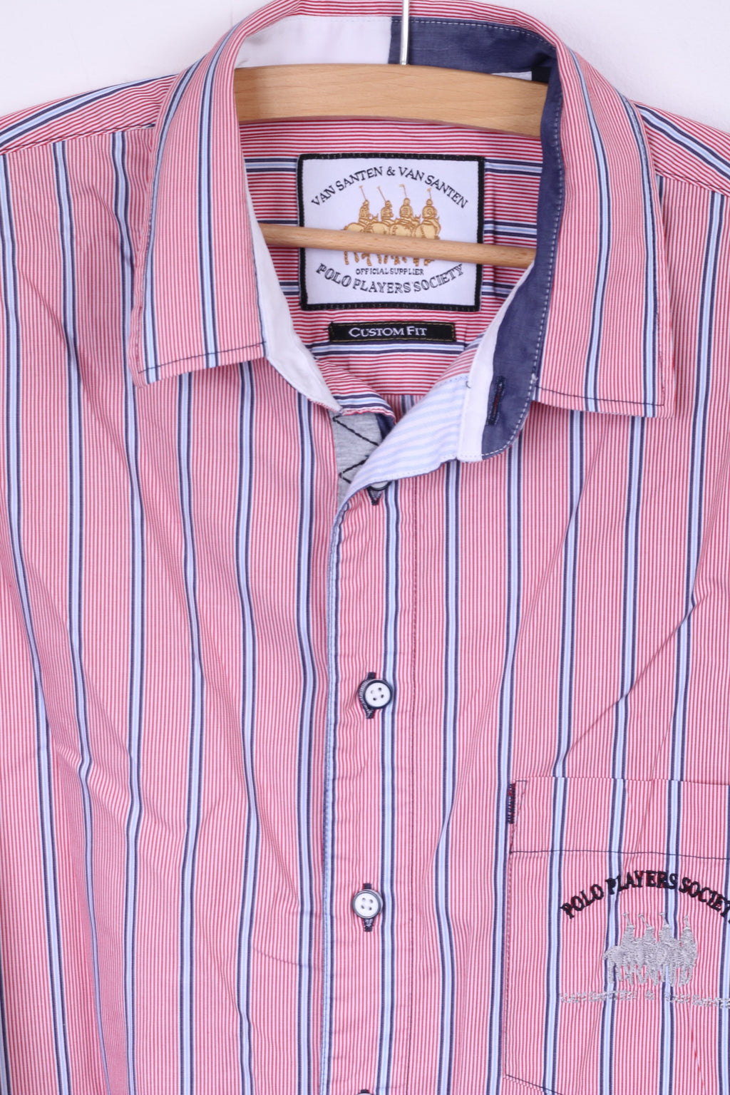 Van Santen &amp; Van Santen Hommes L Chemise Décontractée Rouge Rayé Sur Mesure Haut En Coton 