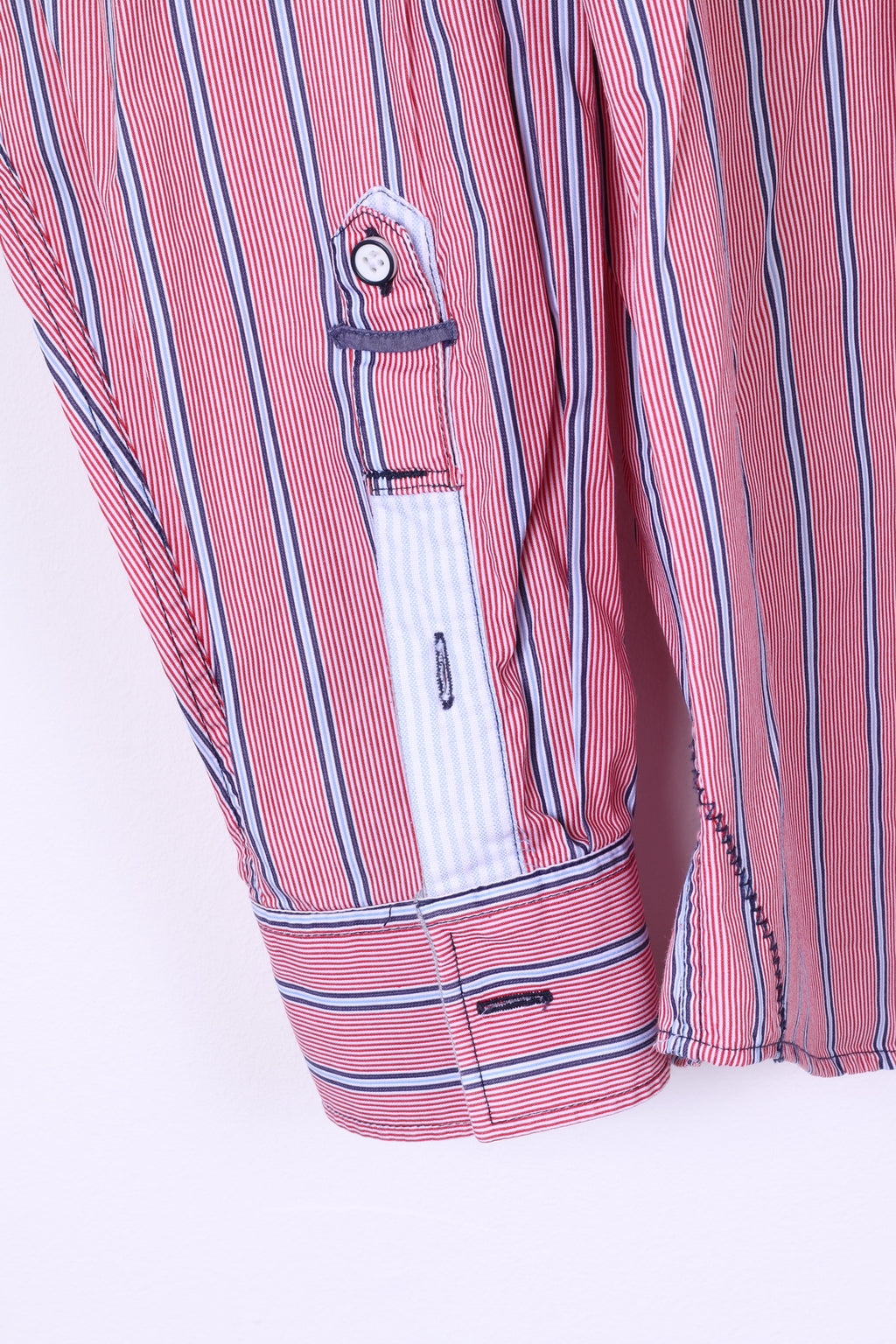 Van Santen &amp; Van Santen Hommes L Chemise Décontractée Rouge Rayé Sur Mesure Haut En Coton 