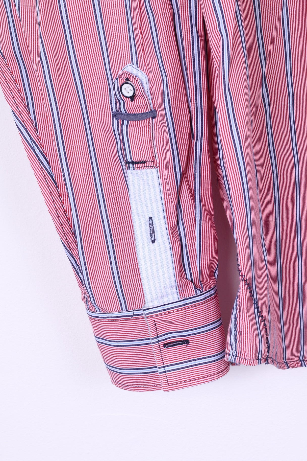 Van Santen &amp; Van Santen Hommes L Chemise Décontractée Rouge Rayé Sur Mesure Haut En Coton 