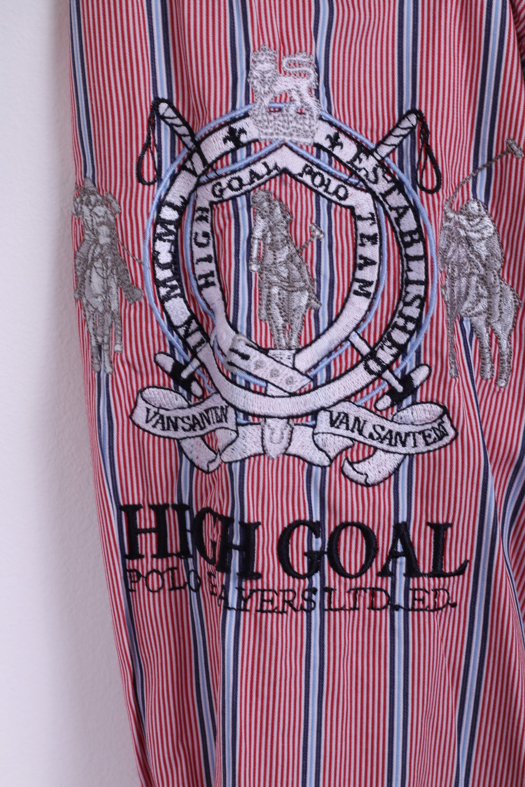 Van Santen &amp; Van Santen Hommes L Chemise Décontractée Rouge Rayé Sur Mesure Haut En Coton 