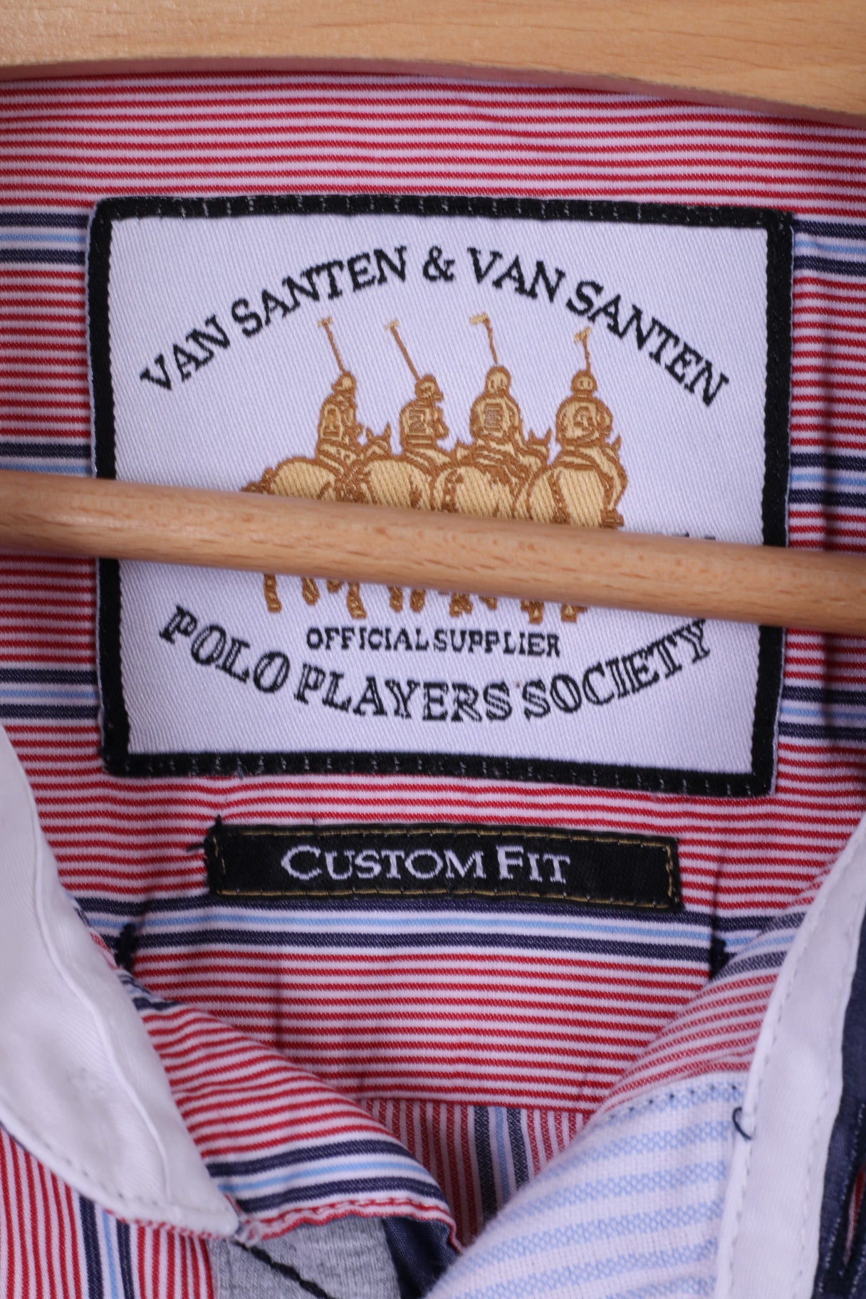 Van Santen & Van Santen Men L Casual Shirt Red Striped Custom Fit Cotton Top