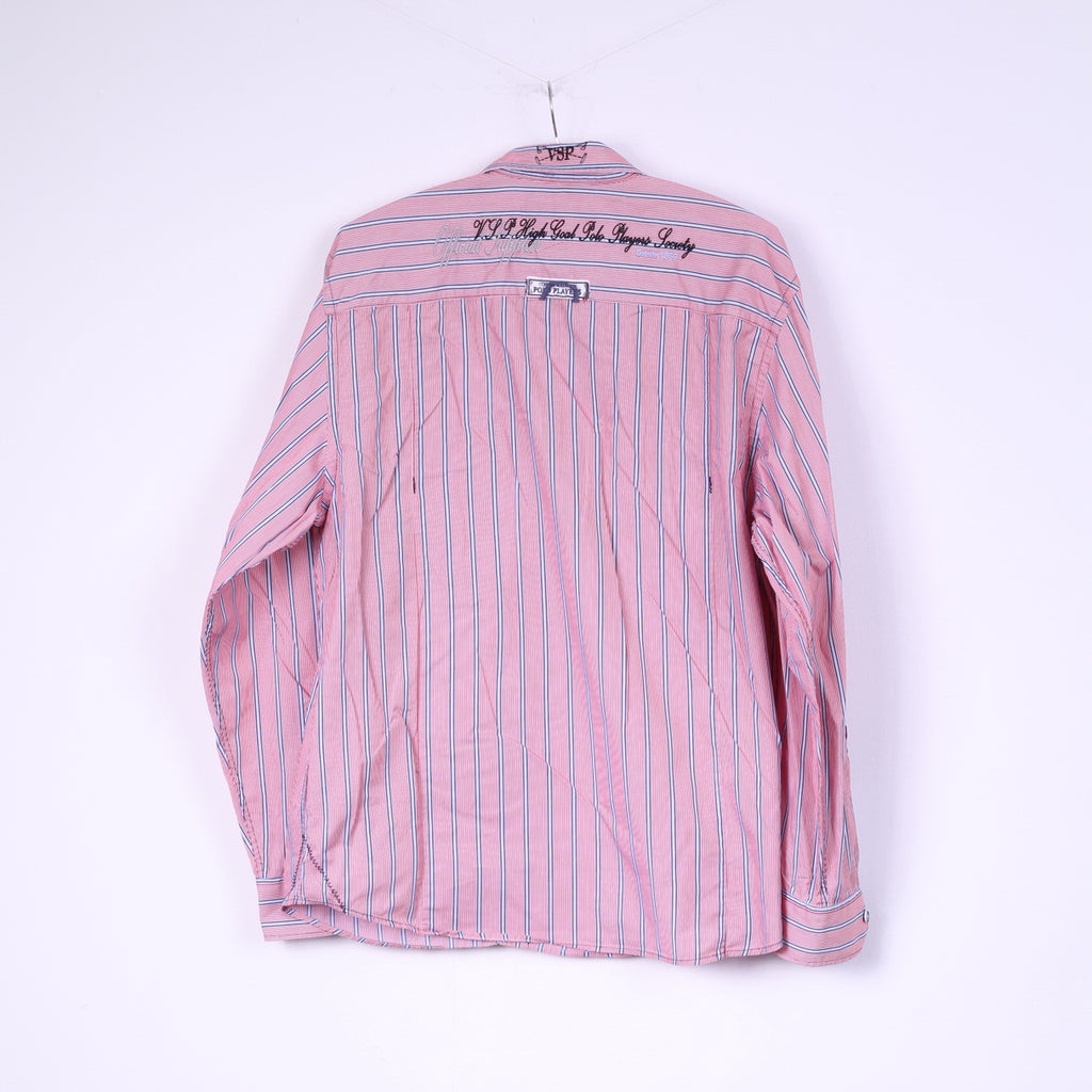 Van Santen &amp; Van Santen Hommes L Chemise Décontractée Rouge Rayé Sur Mesure Haut En Coton 