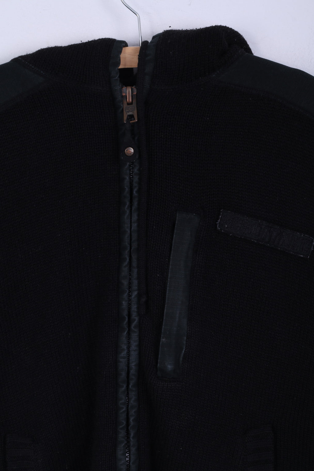 Schott N.Y.C. Mens M Sweater Black Zip Up Hooded Warm Wool Blend Sweatshirt