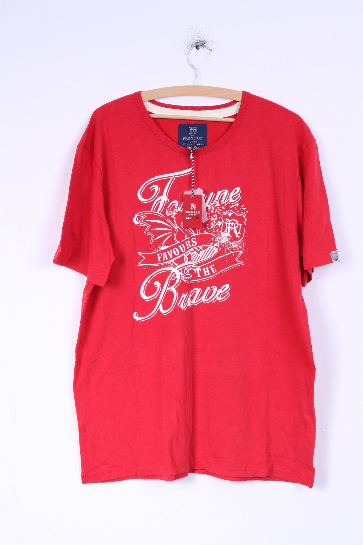 Nouveau Front Up Rugby hommes XXL chemise rouge coton Sport tripes &amp; gloire