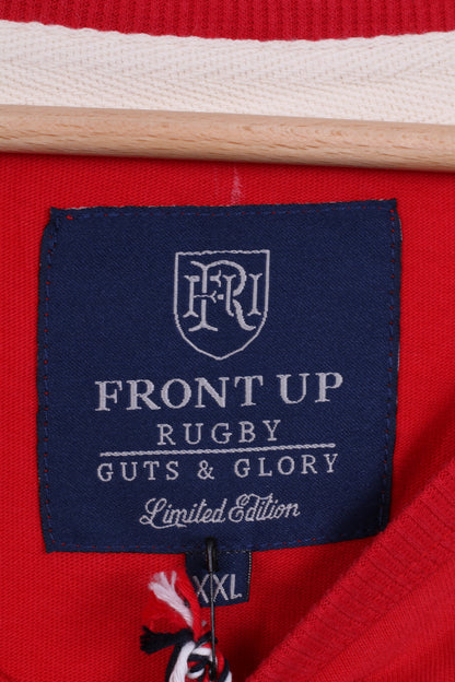 Nuova maglietta XXL da uomo da rugby con frontale in cotone rosso Sport Guts&amp;Glory