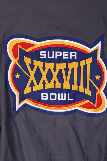 NFL New England Patriots Men M Jacket Grey Zip Up Super Bowl XXXVIII Top