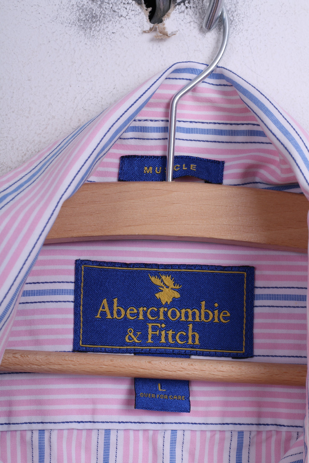 Camicia casual da uomo Abercrombie &amp; Fitch L in cotone muscoloso a righe