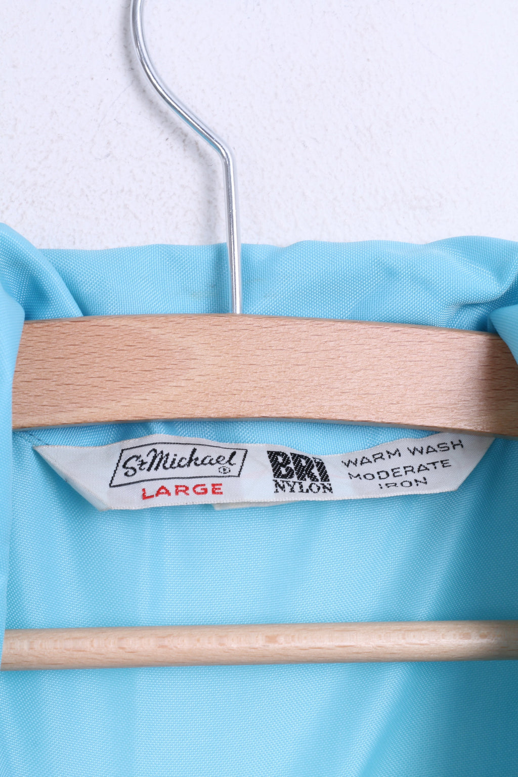 St.Michael Womens L Jacket Single Breasted Light Blue Nylon Waterproof