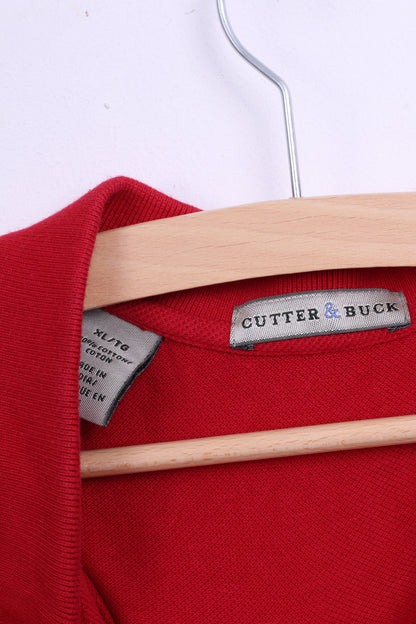Cutter & Buck Mens XL Polo Shirt Red Cotton Top Jersey Big & Tall - RetrospectClothes