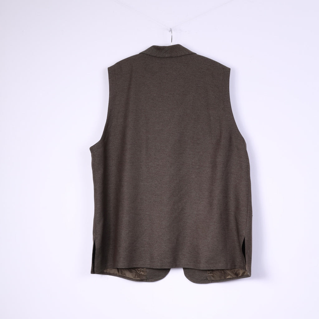 Emdee Women 24 50 Vest Brown Green Full Zipper Pocket Vintage Bodywarmer