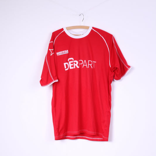 Derbystar Men L/XL Shirt Red Sportswear Football Jeraey Vintage Top