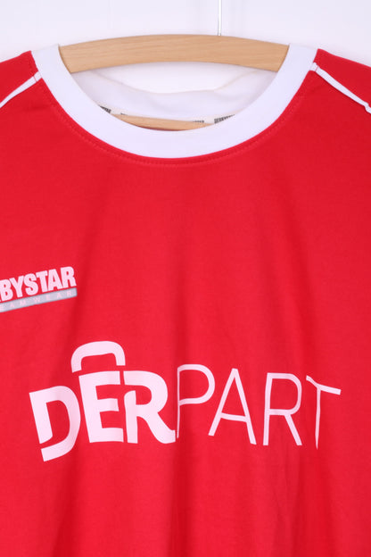 Derbystar Men L/XL Shirt Red Sportswear Football Jeraey Vintage Top