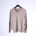 Maglione XXL da uomo Duca Di Valtorta Maglione con scollo a V morbido in cashmere di seta beige Italia
