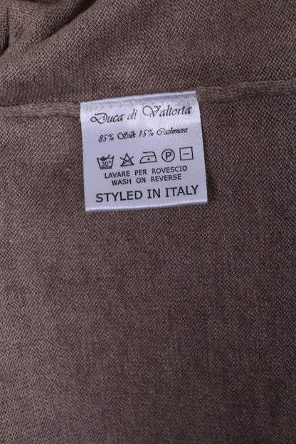 Duca Di Valtorta Mens XXL Jumper Beige Silk Cashmere Soft V Neck Sweater Italy