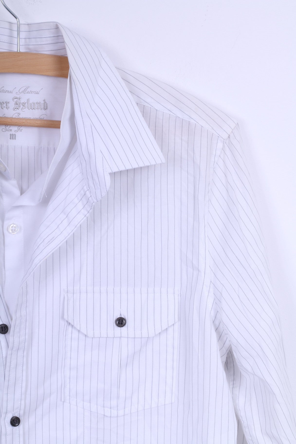 Camicia casual da uomo River Island M in cotone a maniche lunghe a righe bianche