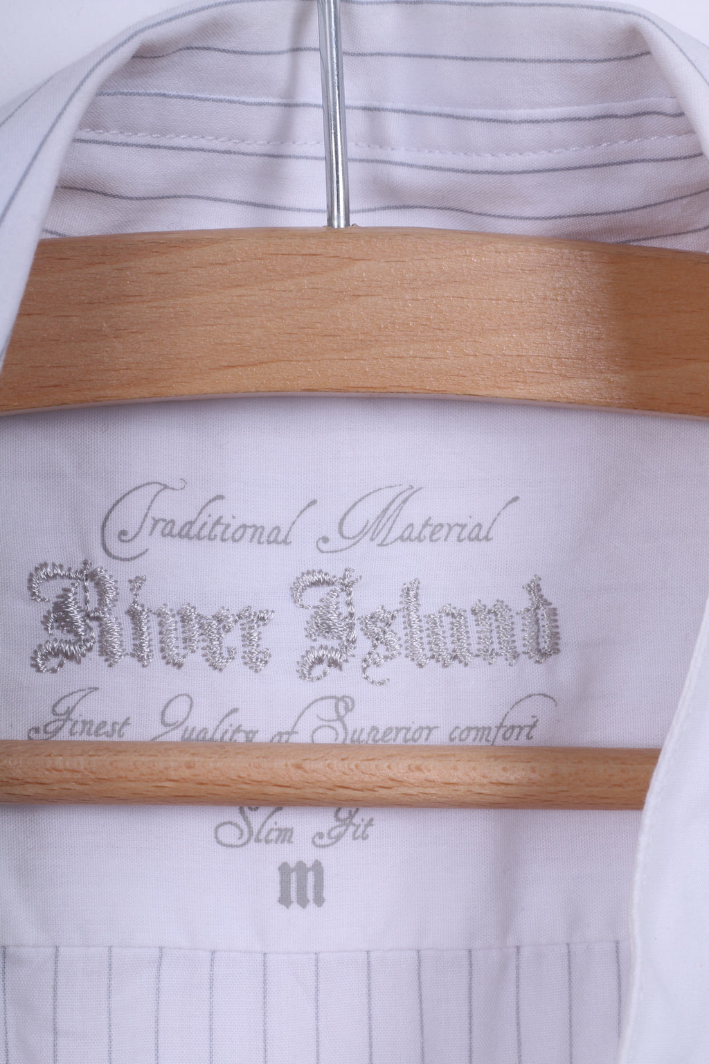 Camicia casual da uomo River Island M in cotone a maniche lunghe a righe bianche