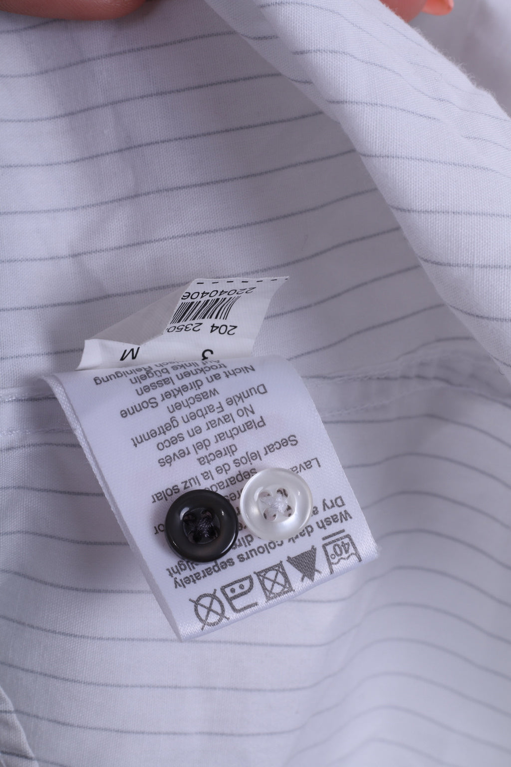 Camicia casual da uomo River Island M in cotone a maniche lunghe a righe bianche