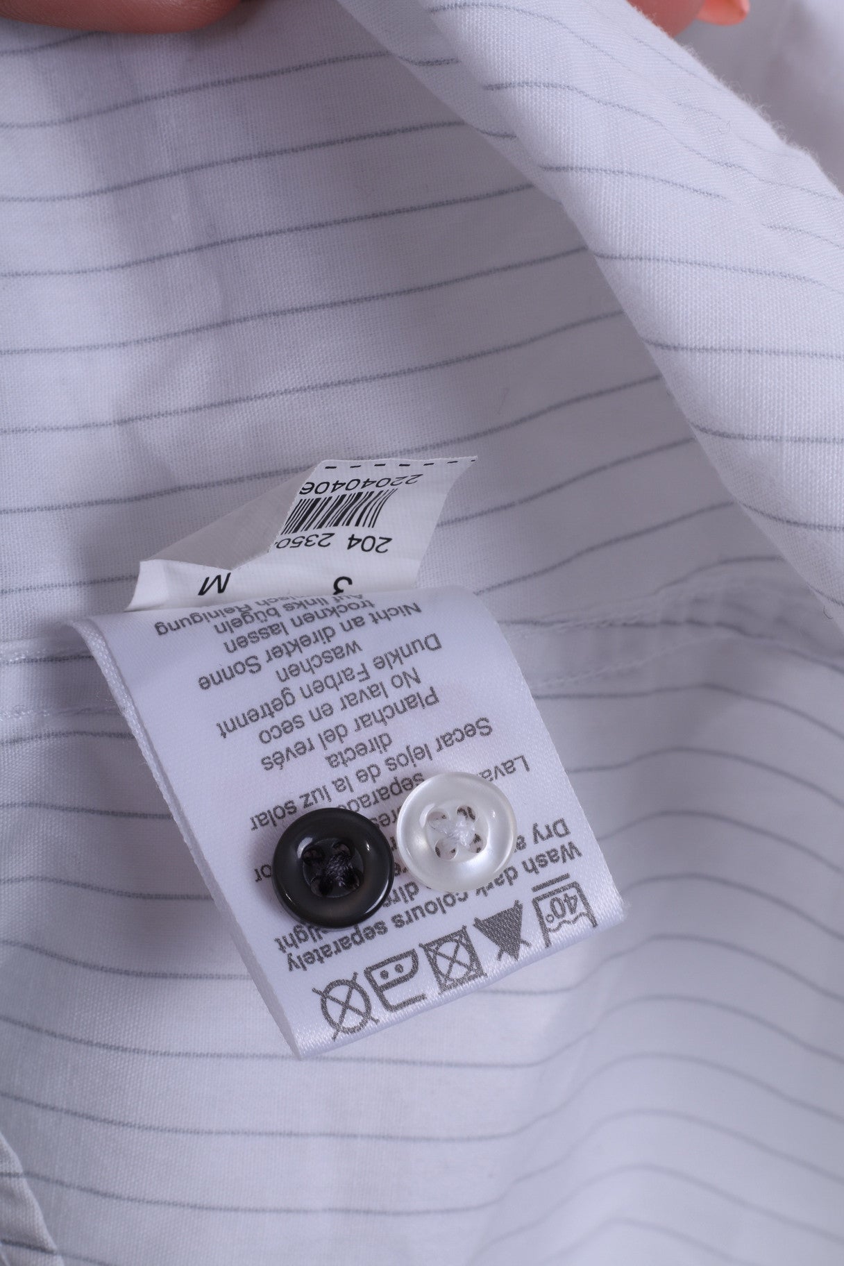 Camicia casual da uomo River Island M in cotone a maniche lunghe a righe bianche