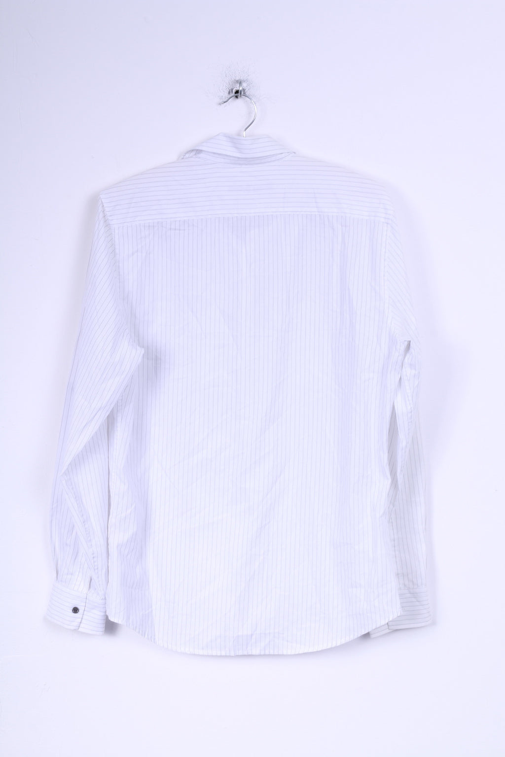Camicia casual da uomo River Island M in cotone a maniche lunghe a righe bianche