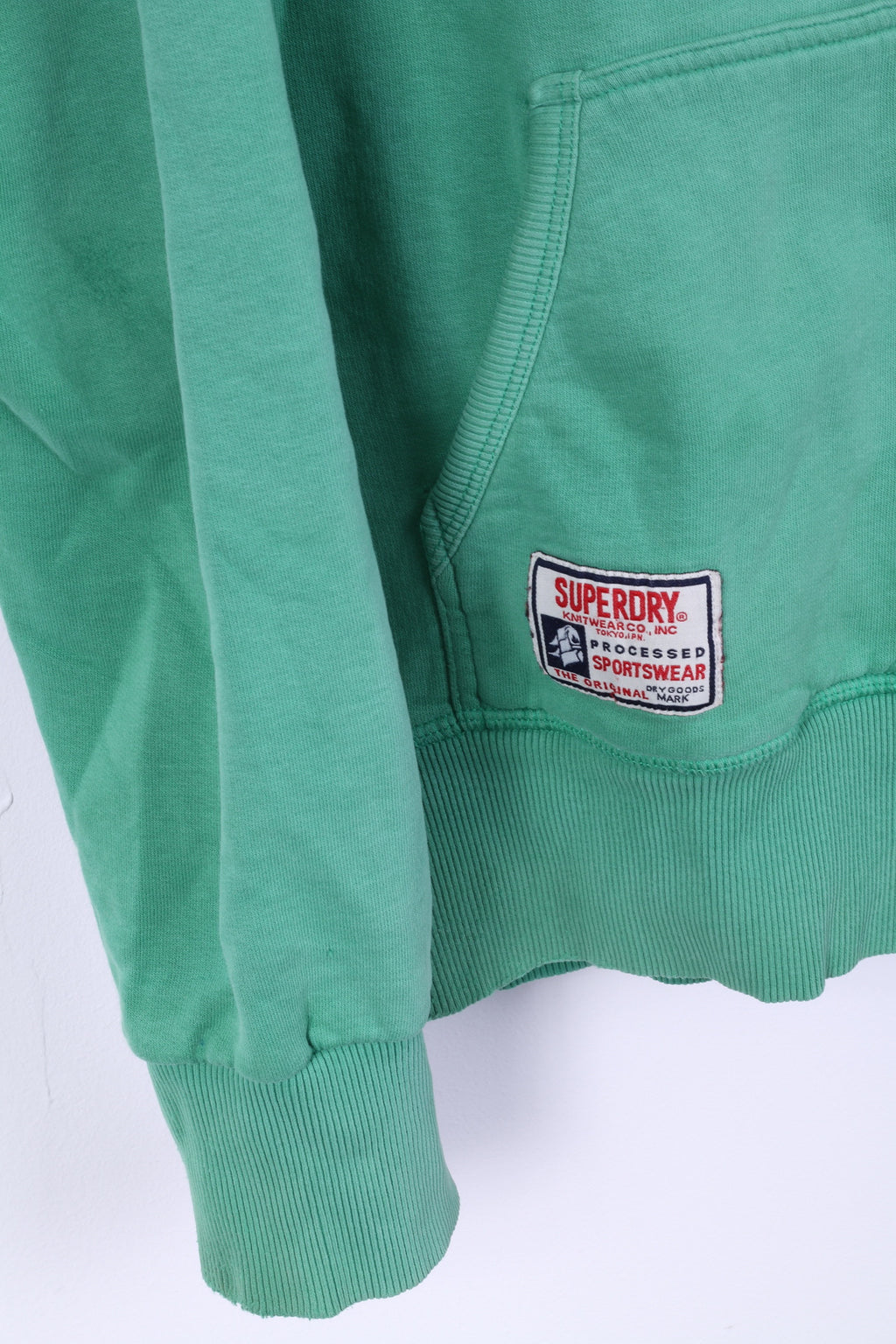 Felpa da uomo M Jumper Superdry con cappuccio in cotone verde