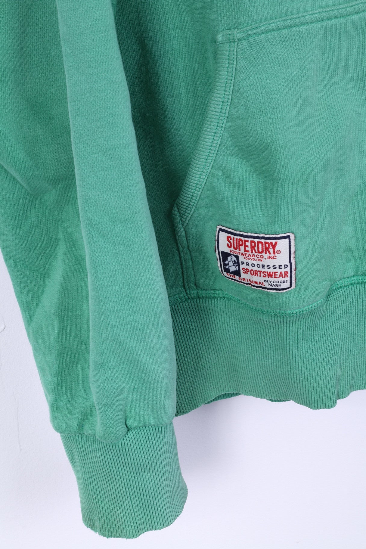 Felpa da uomo M Jumper Superdry con cappuccio in cotone verde