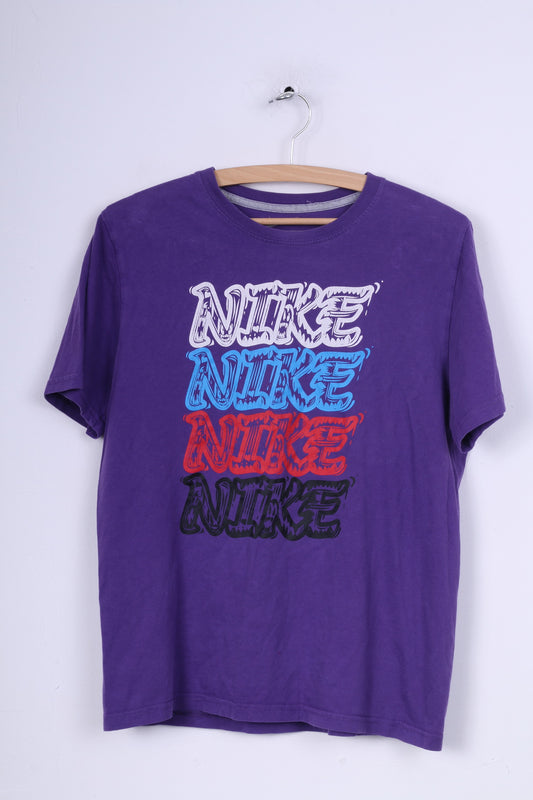 Maglietta grafica Nike da ragazzo XL 13-15 anni, girocollo in cotone viola