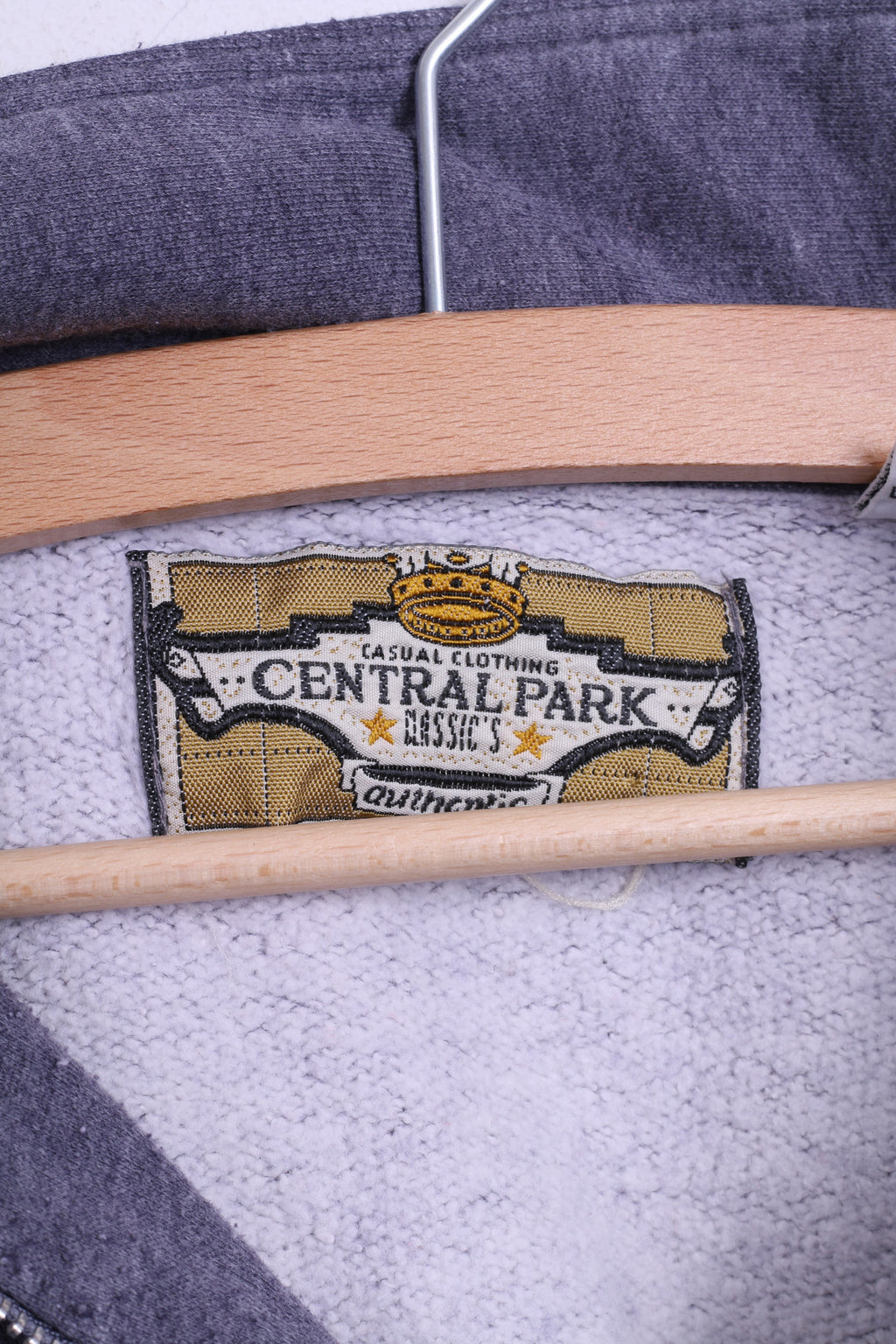 Central Park Mens L Classic Sweatshirt Authentic Zip Neck Cotton Top - RetrospectClothes