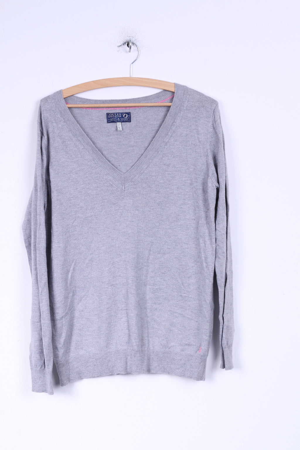 Joules Knitwear Femme 14 XL Pull Col V Pull Gris Coton