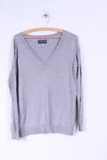 Joules Knitwear Womens 14 XL Jumper V Neck Sweater Grey Cotton