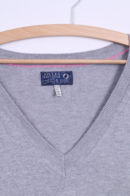 Joules Knitwear Donna 14 XL Maglione con scollo a V Maglione in cotone grigio