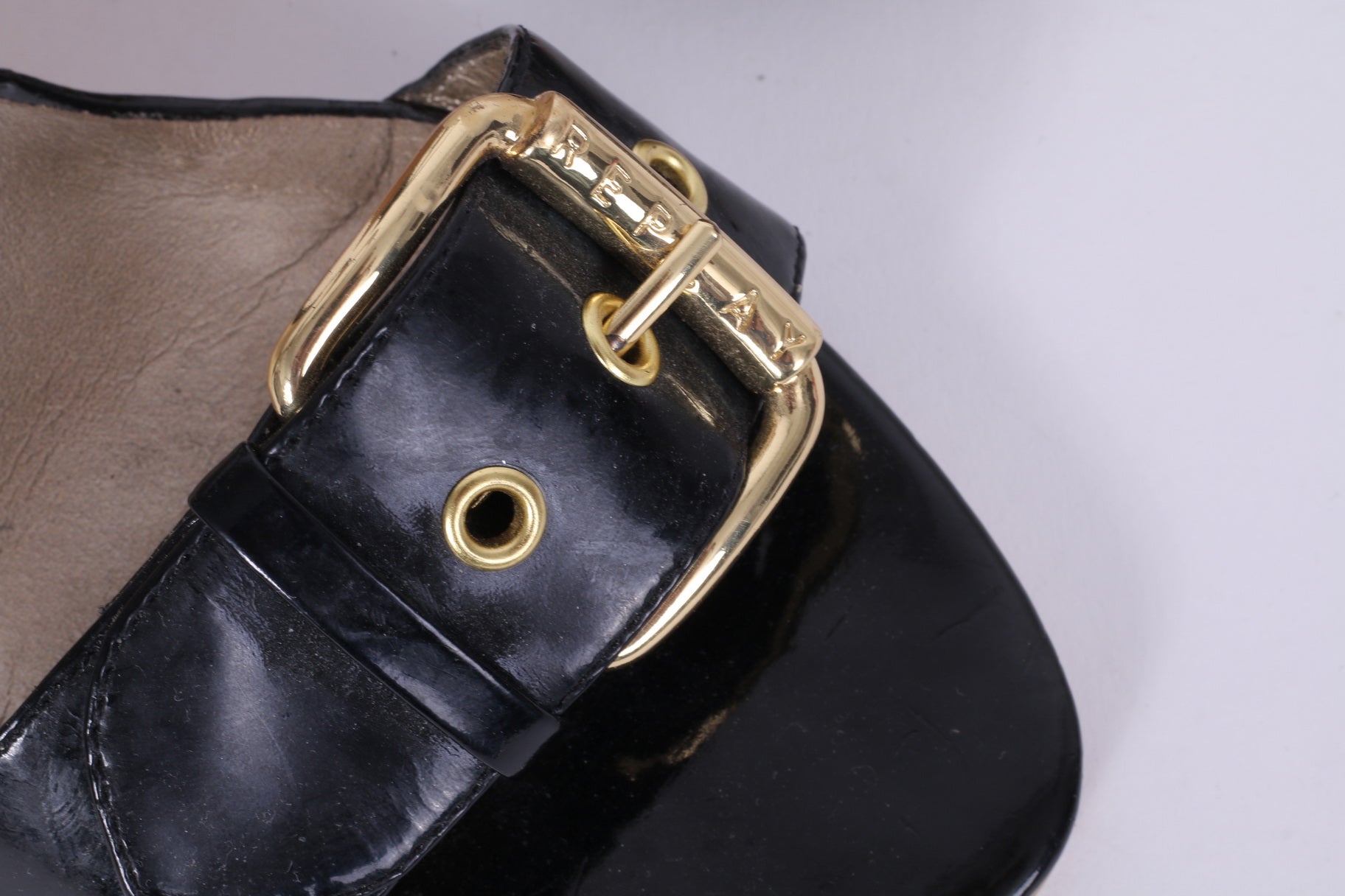 Replay Womens Uk 6 EU 39  Wedge Sandals Black Shiny Gold Details Platform Shoes