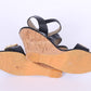 Replay Womens Uk 6 EU 39  Wedge Sandals Black Shiny Gold Details Platform Shoes